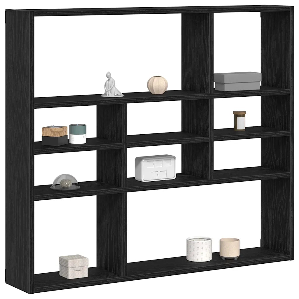 Scaffale a Parete Rovere Nero 90x16x78 cm Legno Multistrato 862510