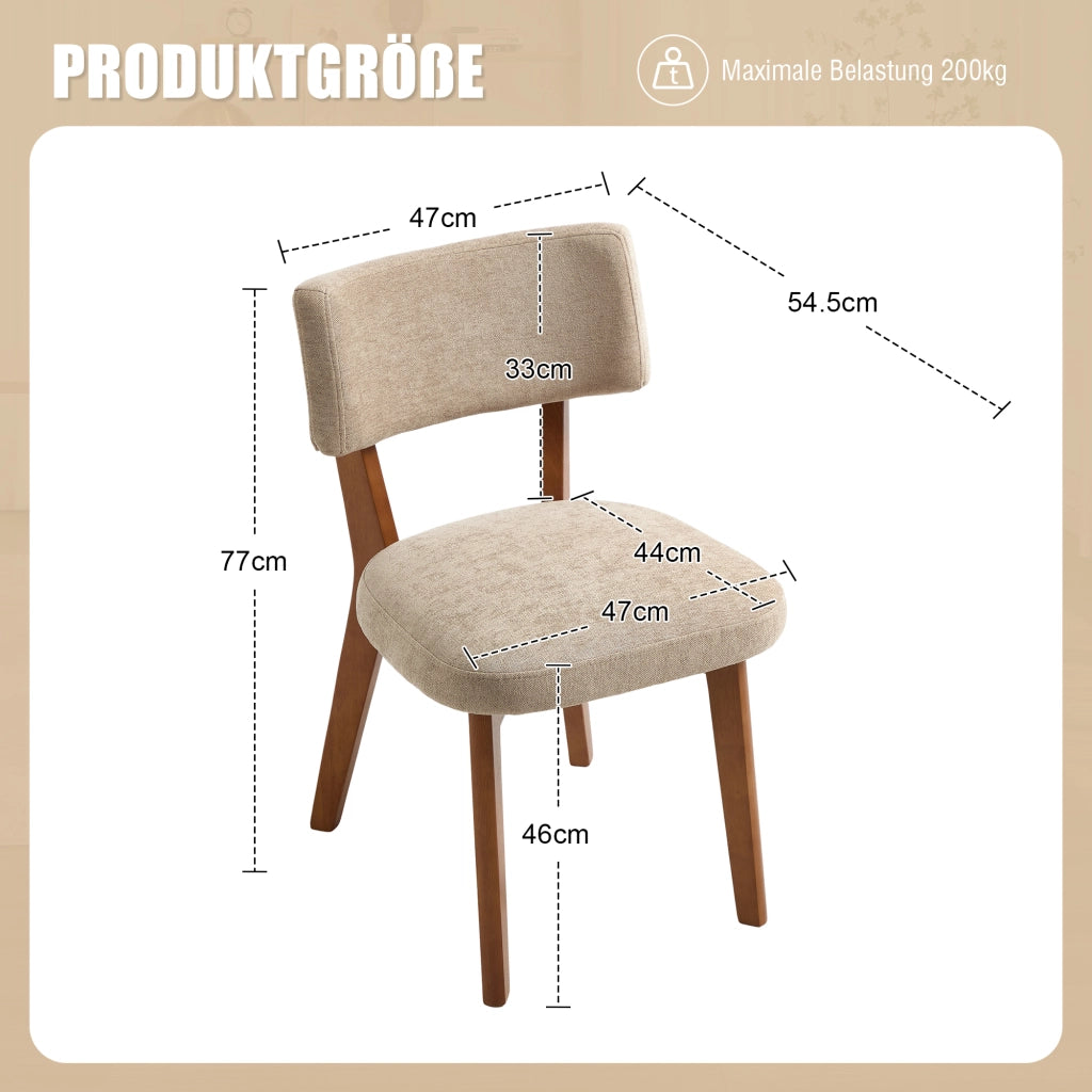 Sedie da Pranzo Set 2 Pezzi ¨C MINIMAL ¨C Tessuto Imbottite Gambe Legno Massello