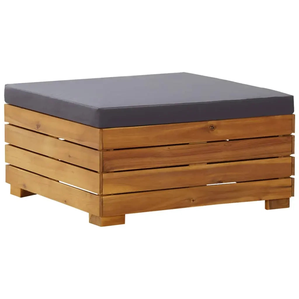 Set Tavolino Poggiapiedi da Giardino Cuscino Massello d'Acacia 316084