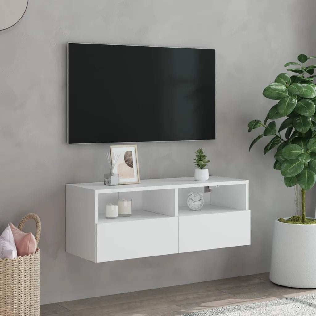 Mobile TV a Parete Bianco 80x30x30 cm in Legno Multistrato