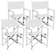 Set 4 Sedie Regista da Giardino 55x52x86 cm in Alluminio Ecrù