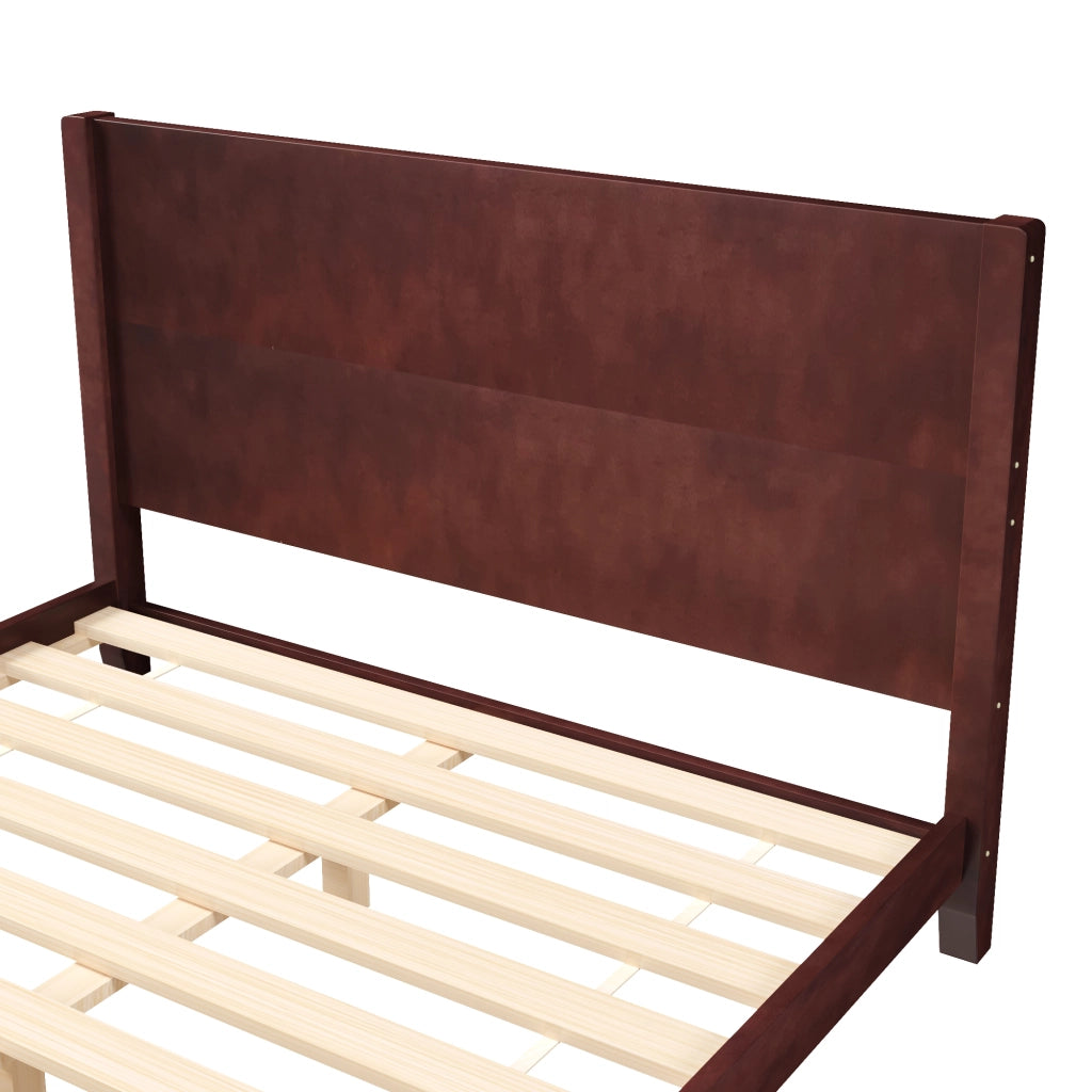 LETTO Piattaforma 160x200 cm con testiera e rete a doghe Marrone