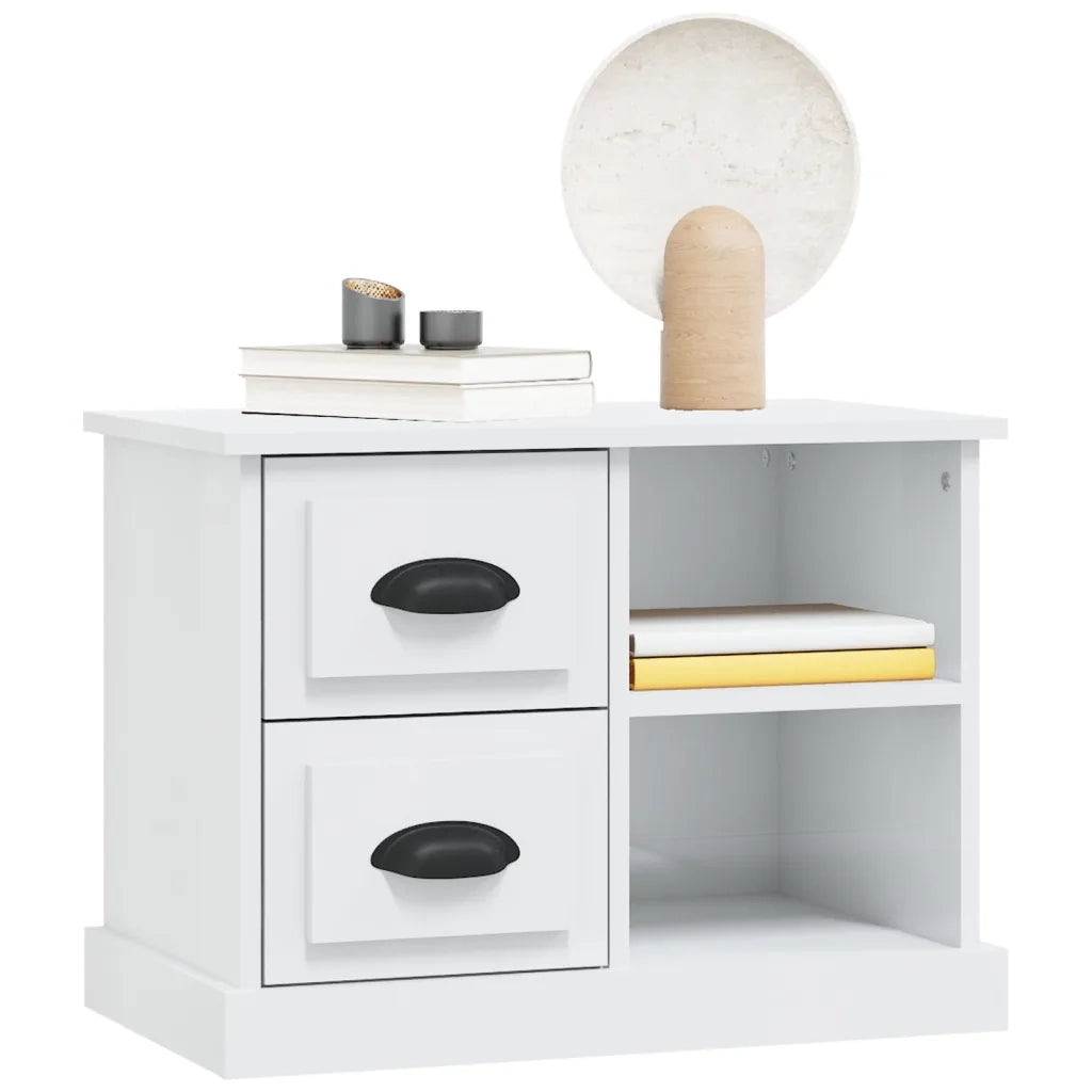 Comodino Bianco Lucido 60x35,5x45 cm 816370