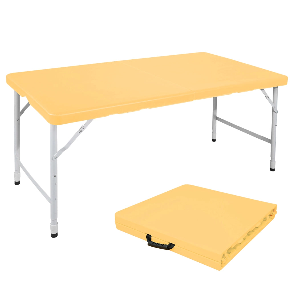 TAVOLO PIEGHEVOLE REGOLABILE 125 x 61 x 58-74 cm Giallo in ferro e plastica