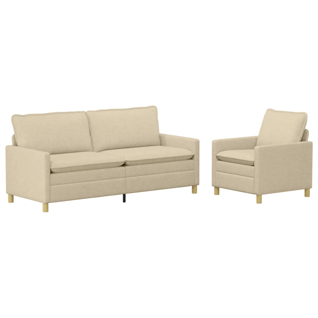 Set di divani 2 pz Crema Tessuto 3417107