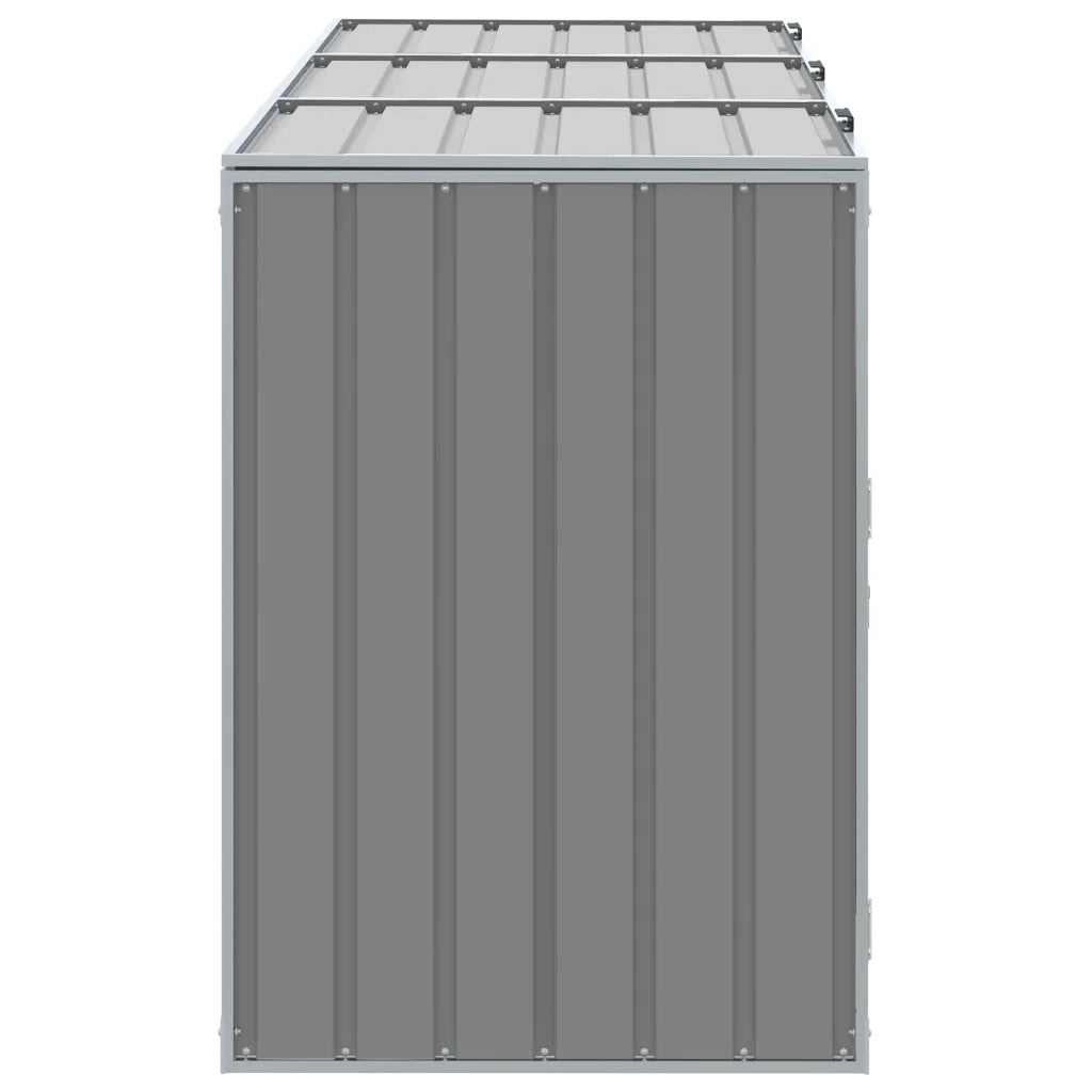 Copribidone con Ruote per 3 Bidoni Grigio 216x81x115 cm Acciaio CFW4154104