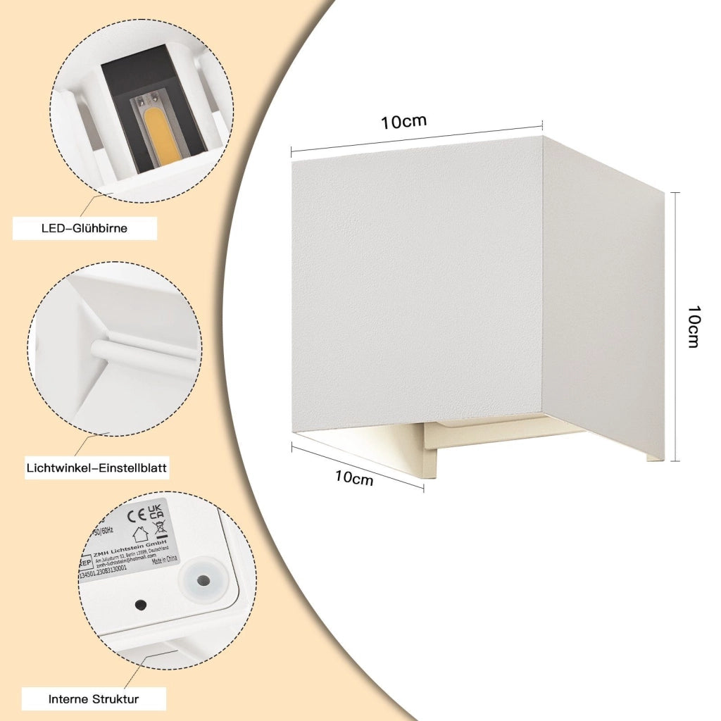 ZMH Applique da parete LED per interni 1ER Applique da parete Applique da parete a LED per esterni con luce su e giù 5W