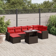 Set Divani da Giardino 8 pz con Cuscini Marrone in Polyrattan 3267434