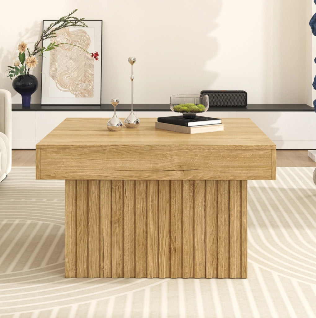 Tavolino da caffè in MDF e truciolare 79x79x46 cm; colore naturale