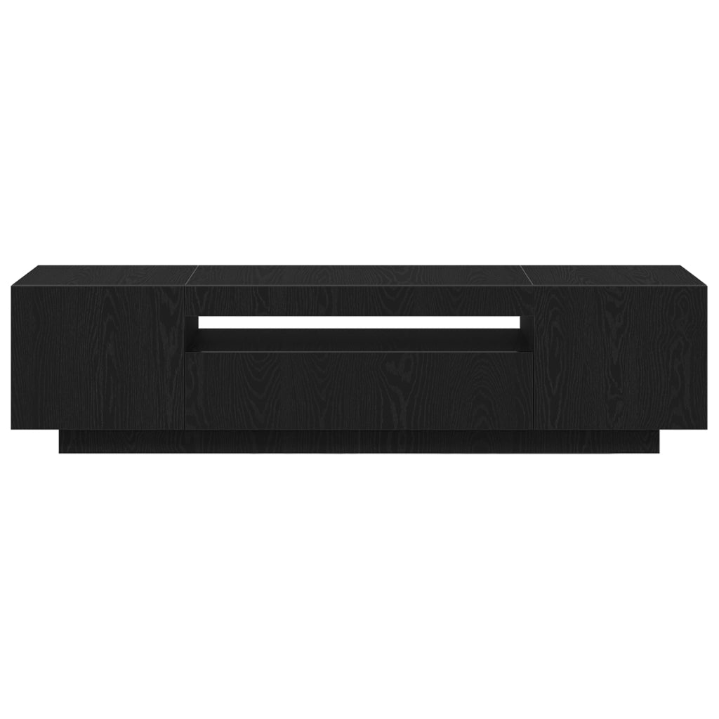 Mobile TV  con luci LED Nero Rovere 160x35x40 cm in legno ingegnerizzato