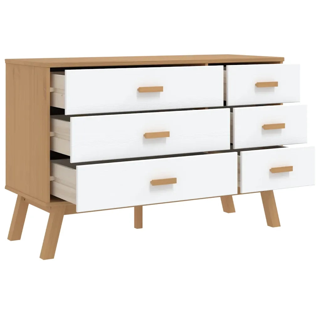 Cassettiera in stile scandinavo 111 x 42 x 73,5 cm ampio spazio contenitivo finitura opaca in legno di pino bianco 02_0047359