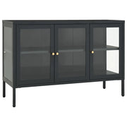 Buffet credenza cassettiera armadio mobile contenitore organizer per cucina soggiorno salotto 105 x 35 x 70 cm acciaio e vetro antracite 02_0029690