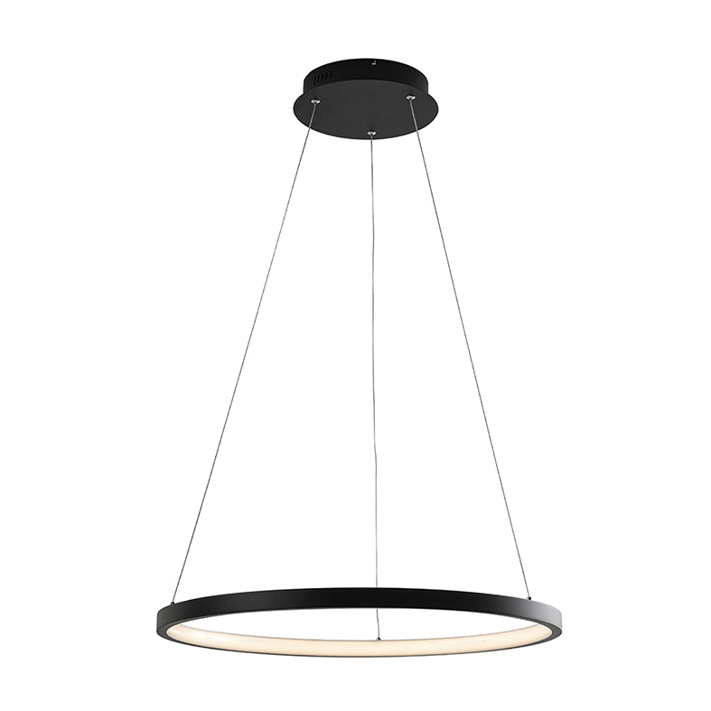 ZERUM Sospensione LED 32W 3000K Nero - Lampada Anello in Alluminio IP20 Design Minimale per Ambienti Moderni - Rossini Group