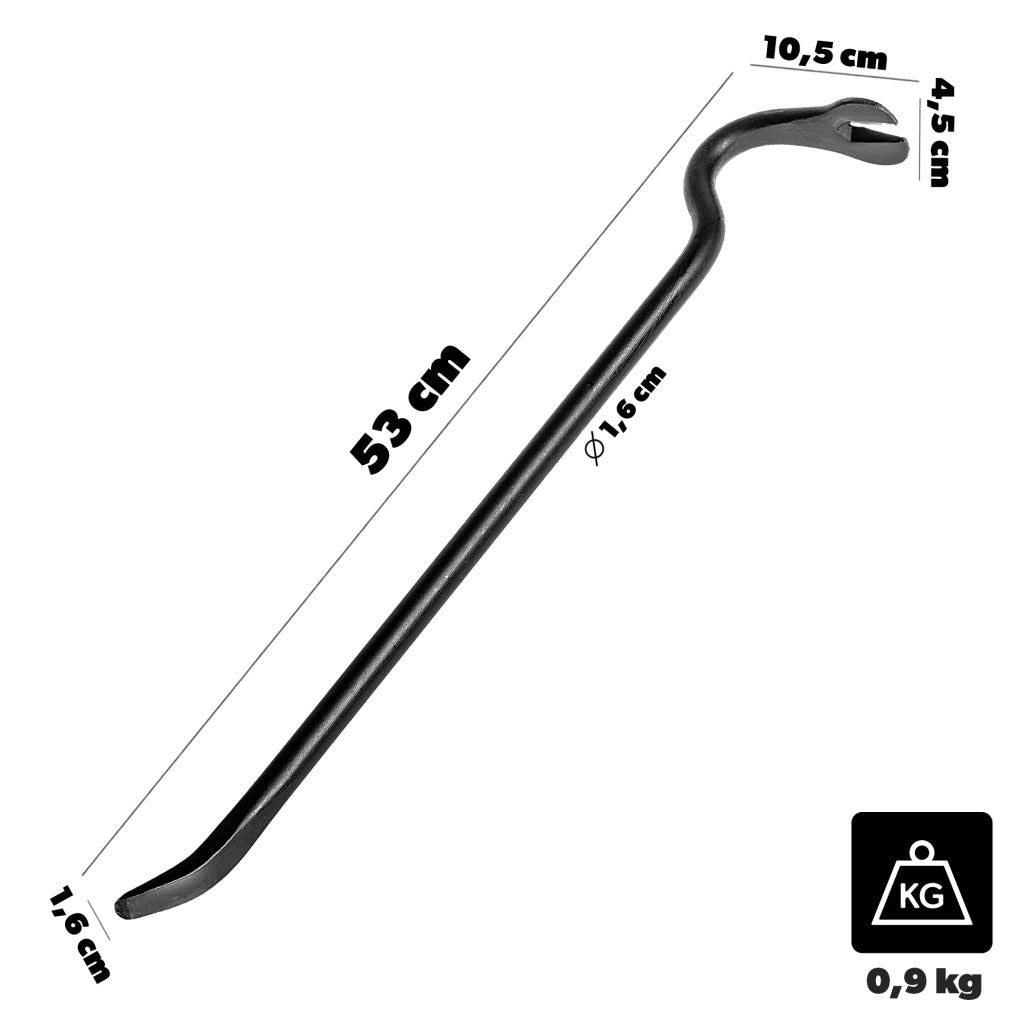 KADAX Forged Bent Crowbar 500 Mm Breszka Brecha Estrattore di chiodi per costruzioni