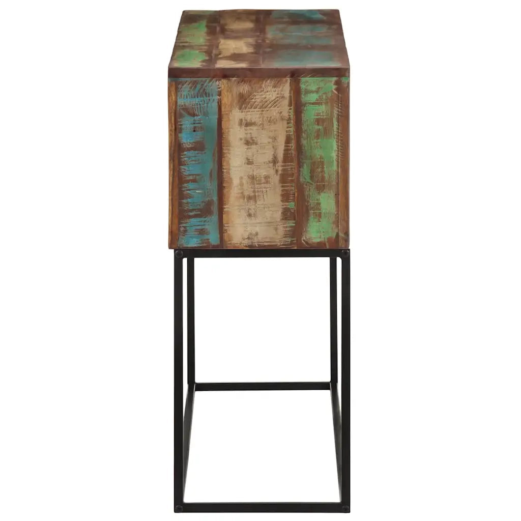 Tavolo Consolle 110x30x75cm Legno Massello di Recupero e Ferro 376068