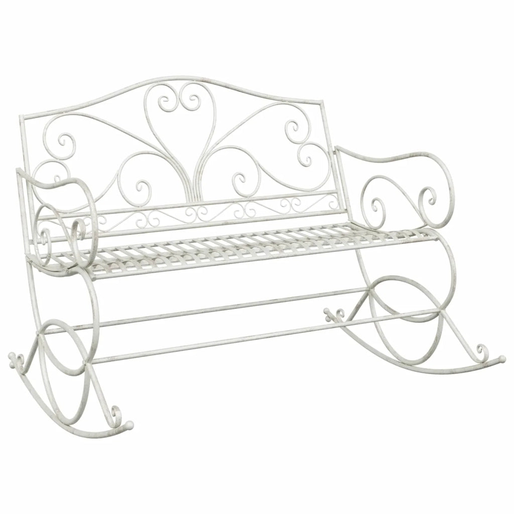 Panchina da giardino Bianco Antico Acciaio 42038699