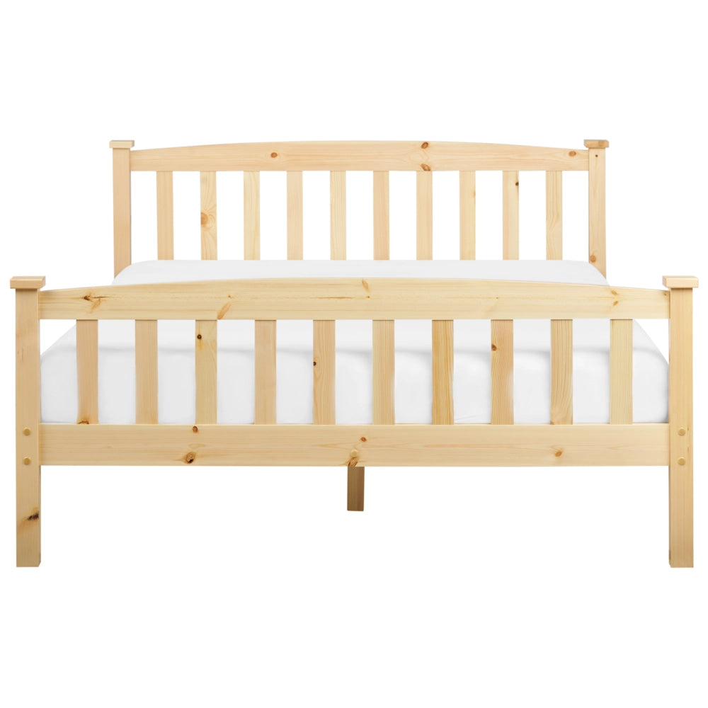 Letto matrimoniale in legno di pino chiaro 140 x 200 cm rete a doghe