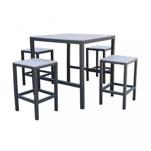 Set Bar Tavolo e 4 Sgabelli Sirio in Alluminio Tortora