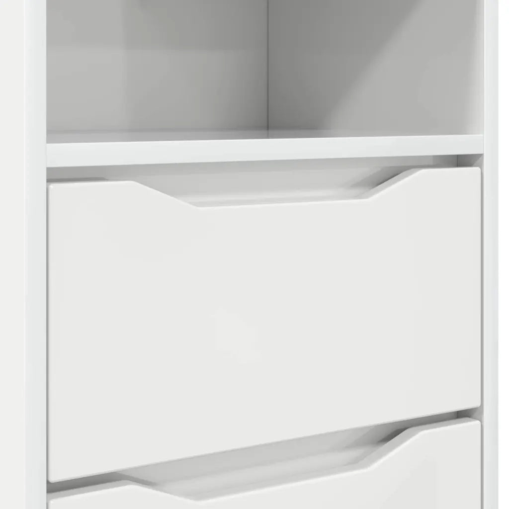 Comodino | Armadio da Notte | Mobiletto da notte Bianco Lucido 40 x 30 x 467 cm Legno multistrato