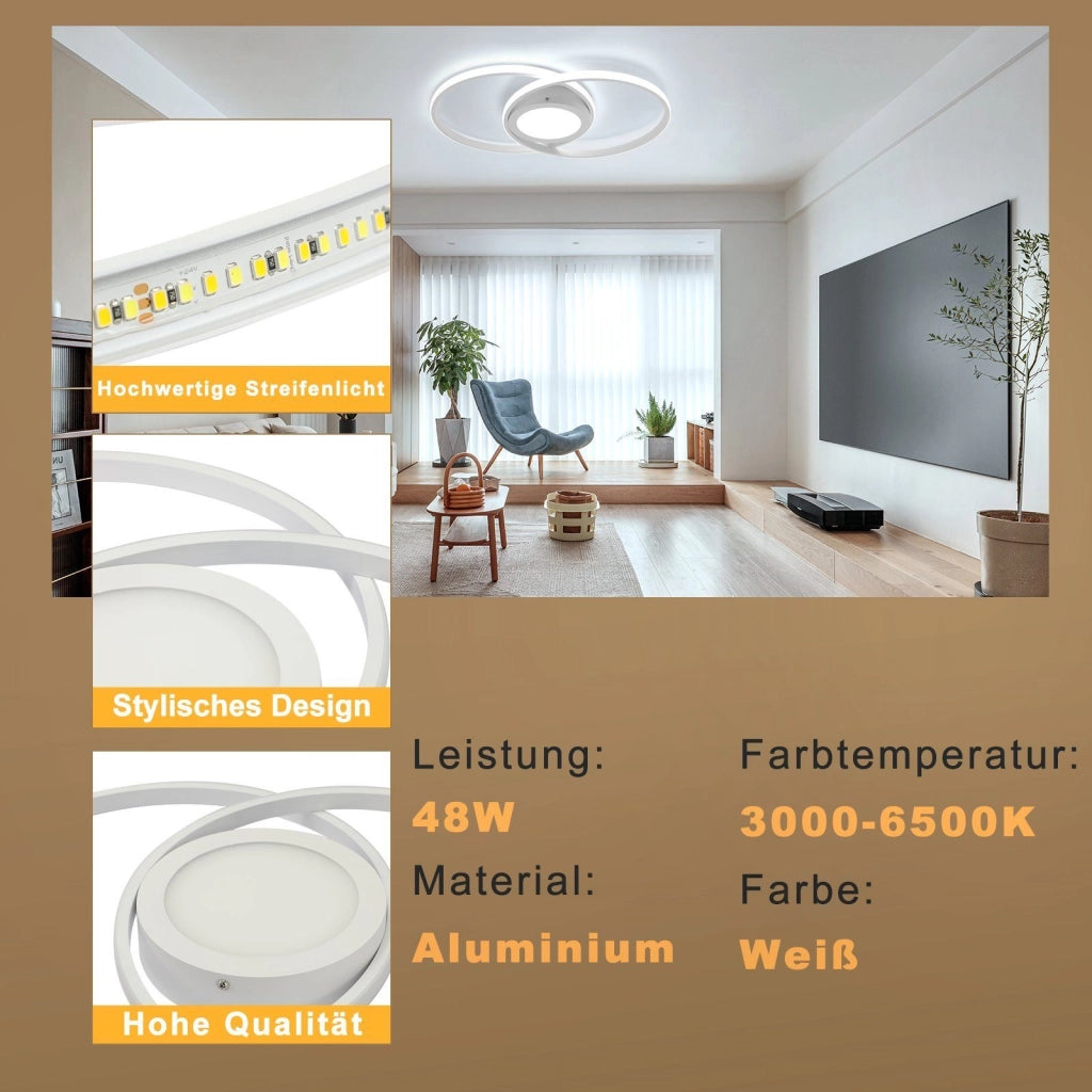ZMH Lampada da soffitto a LED dimmerabile con telecomando - Illuminazione per interni da 48 W