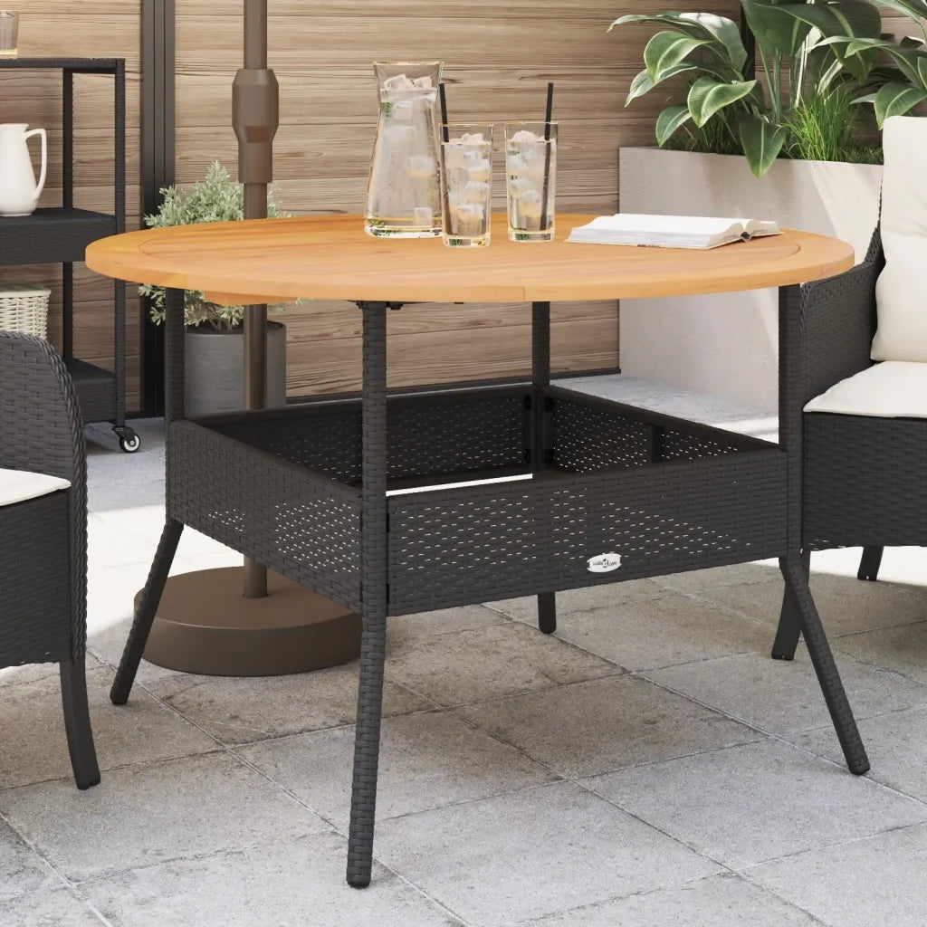 Tavolo Giardino Piano Legno Acacia Nero Ã˜110x71 cm Polyrattan