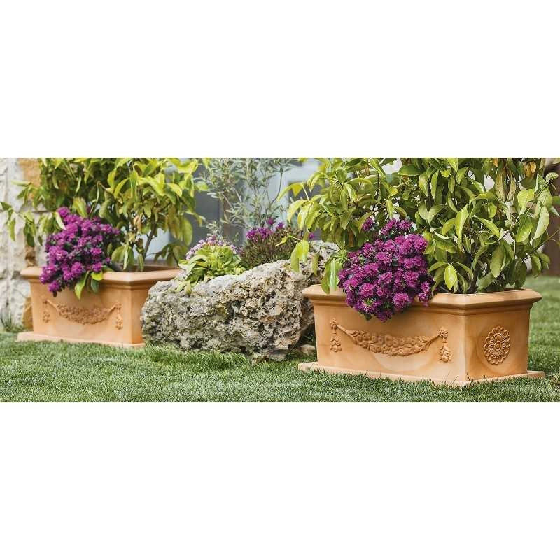 Vaso Fioriera decorativa classica tradizionale 100x47 H38 in polimero resistente impruneta per piante per giardini e terrazze - Made in Italy