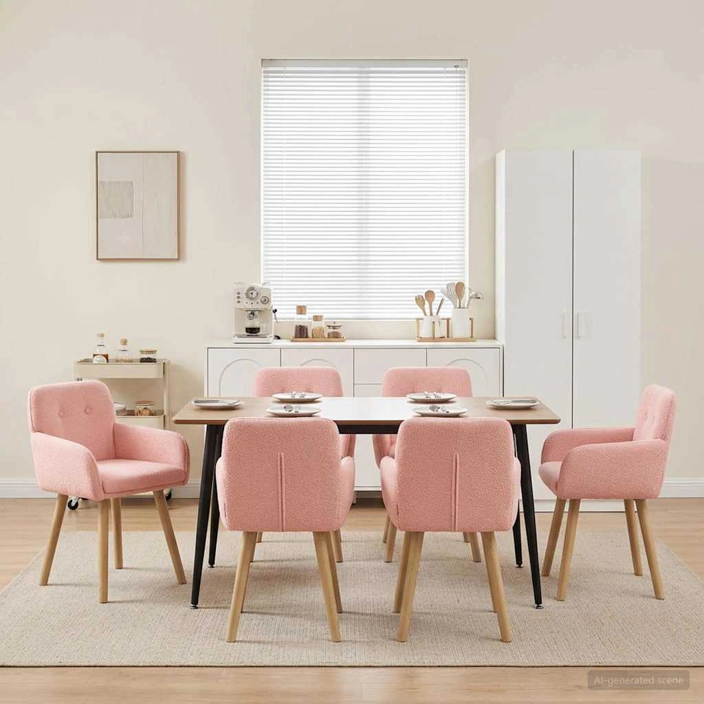 Sedie da pranzo 6 pz Bouclé Rosa 59 x 56,5 x 85 cm 3428279