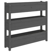 Fioriera rialzata per piante e fiori terrazza giardino 112 x 25 x 104,5 cm legno massello di pino grigio 02_0037395