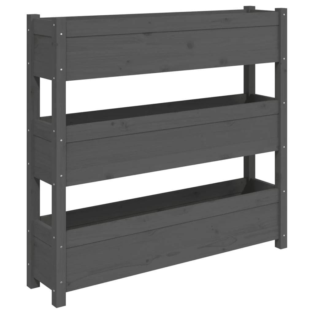 Fioriera rialzata per piante e fiori terrazza giardino 112 x 25 x 104,5 cm legno massello di pino grigio 02_0037395