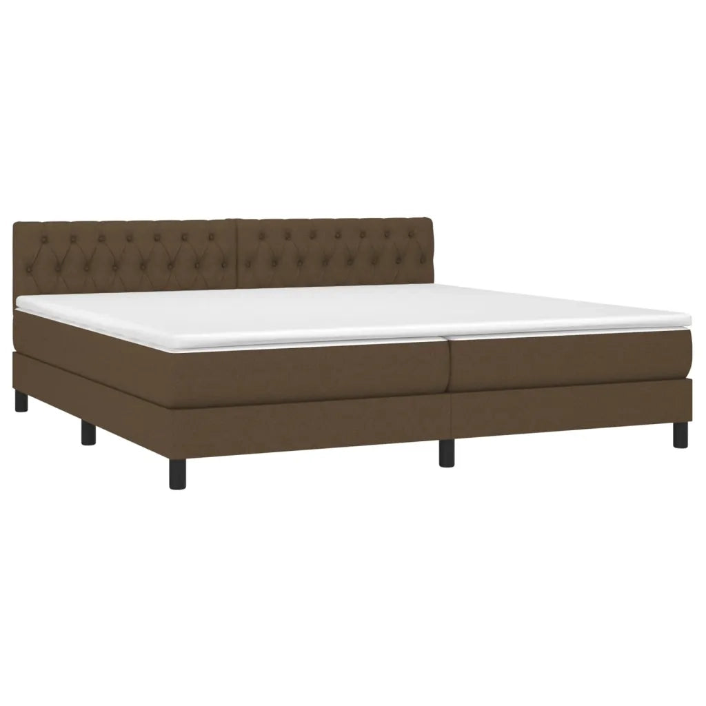 Letto a Molle Materasso e LED Marronescuro 200x200cm in Tessuto 3133424