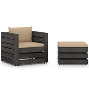 Set Divani da Giardino con Cuscini 2 pz Legno Impregnato Grigio cod mxl 43853