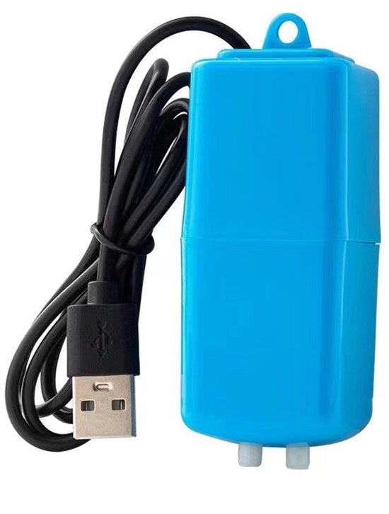 Pompa di ossigeno USB, compatta, portatile, ultra silenziosa per acquari domestici, auto-viscicultura e pompa di ossigeno per pesci (con pietra di carbone)