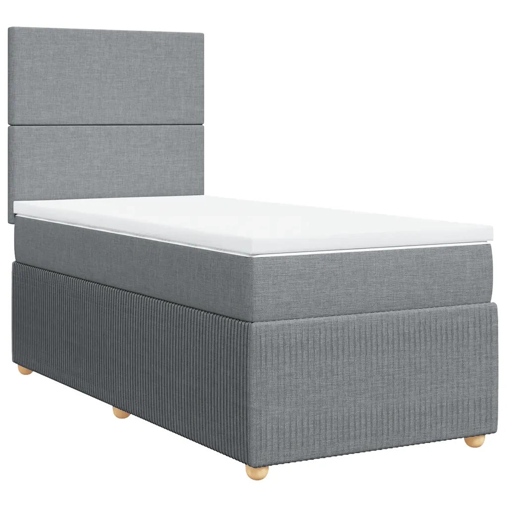 Giroletto a Molle con Materasso Grigio Chiaro 80x200 cm Tessuto