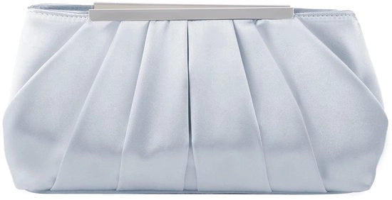 Borsa da sera elegante per donne, clutch pieghettata in seta, borsa da sposa con chiusura in argento