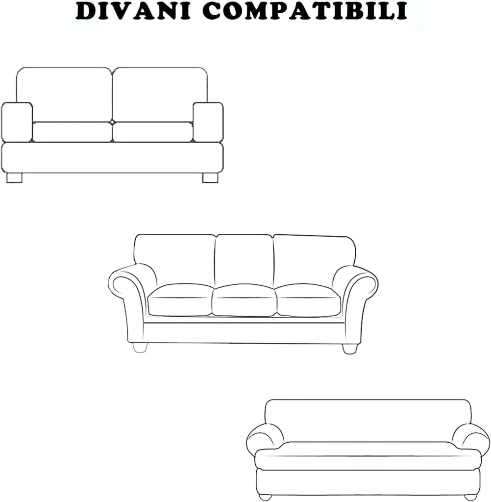 Copridivano Antimacchia 2 Posti Impermeabile Elasticizzato Fodera Salva Divano Grigio