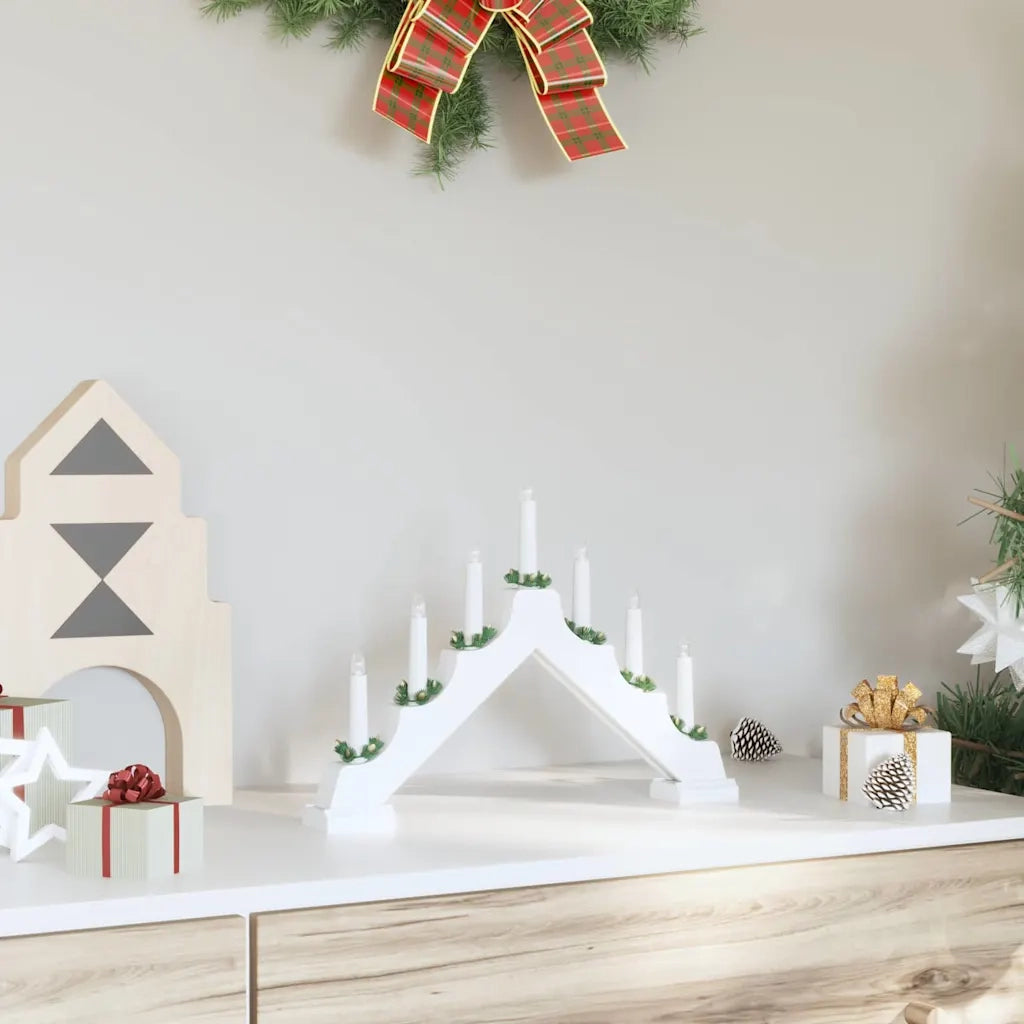 Ponte con Candele di Natale con 7 LED Bianco 39.5 x 5 x 29 cm 42019703