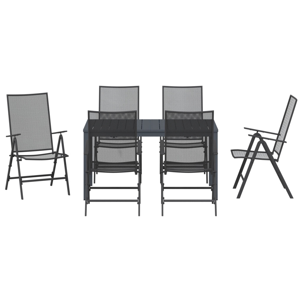Set pranzo giardino 7 pezzi in acciaio antracite