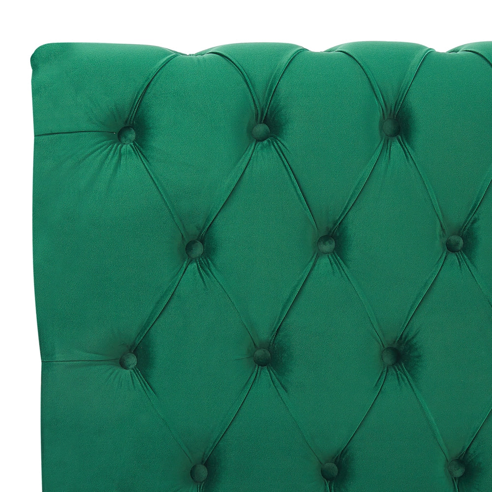 Letto Rivestimento in velluto verde Gambe in legno Nero 160 x 200 cm capitonnè Glam