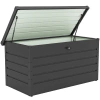 Panca Baule Contenitore da Giardino con Chiave, Cassapanca Moderna in Acciaio, Grigio, 120x62x62cm
