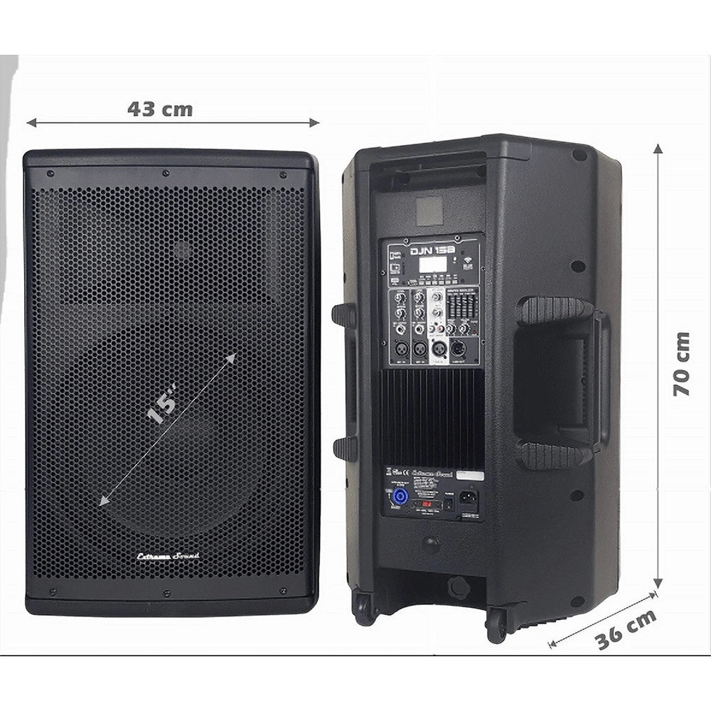Trade Shop - Coppia Casse Audio Acustiche 4000w Extreme Sound Woofer 15" Bluetooth Usb Djn-15 -