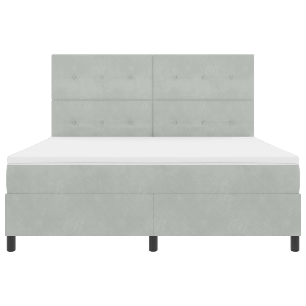 Letto Box Spring con Materasso Grigio Chiaro Super King in Velluto