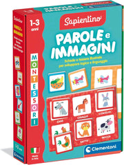 Sapientino Montessori - Parole e Immagini, Gioco Educativo Bambini 1-3 Anni, Flashcards per Riconoscere Animali, Cibi e