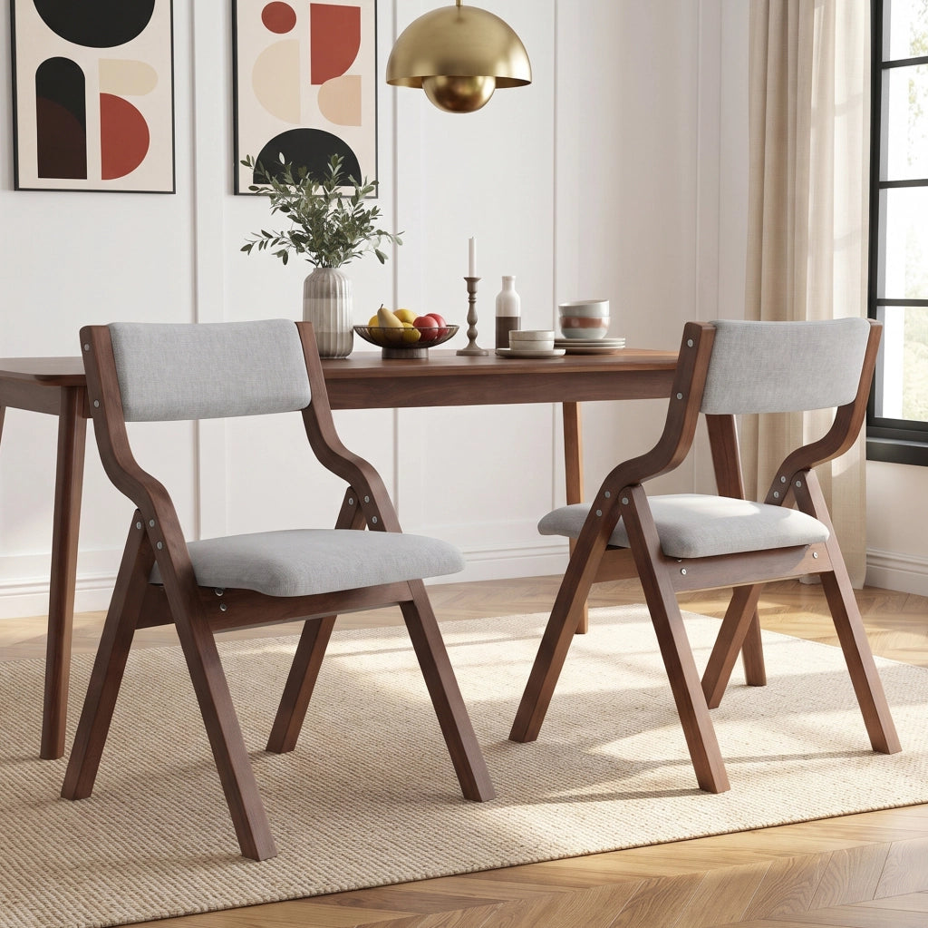 Set di 2 sedie pieghevoli in legno massello grigio