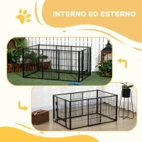 Recinto per Cani di piccola taglia con 6 pannelli per esterni e Interni, 82.5-150x79x61cm Metallo