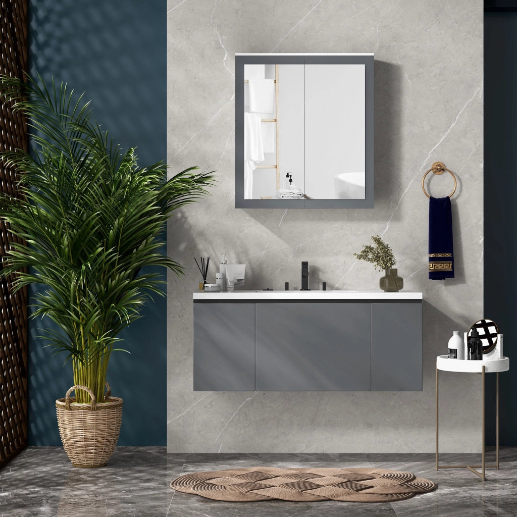 Armadietto Bagno con Specchio e Ripiani Regolabili ¨C zephmum ¨C 69x17x75,5cm Bianco