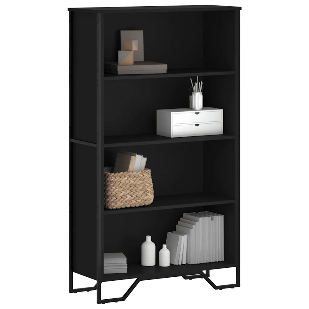 Libreria-Scaffale per Libri-Mobile di Stoccaggio Nera 80x31x137,5 cm in Legno Multistrato