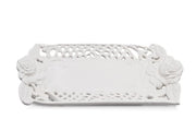 Piatto Decorativo Rettangolare in Ceramica Traforato Bianco 30 x 16 cm