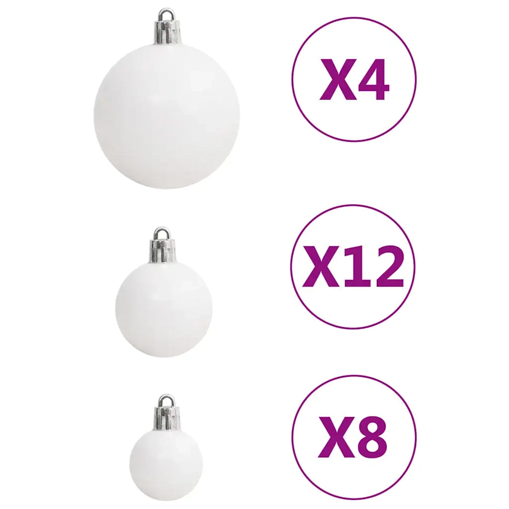 Set Palline di Natale 111 pz-Decorazioni natalizie Bianco e Grigio in Polistirene