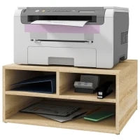 Organizzatore da Scrivania Effetto Legno con 3 Scomparti Supporto Stampante, 47 L x 40 P x 22,5 A cm