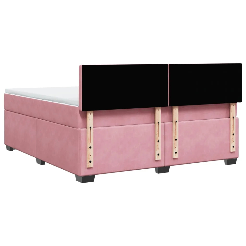 Giroletto a Molle con Materasso Rosa 180x200 cm in Velluto 3288695